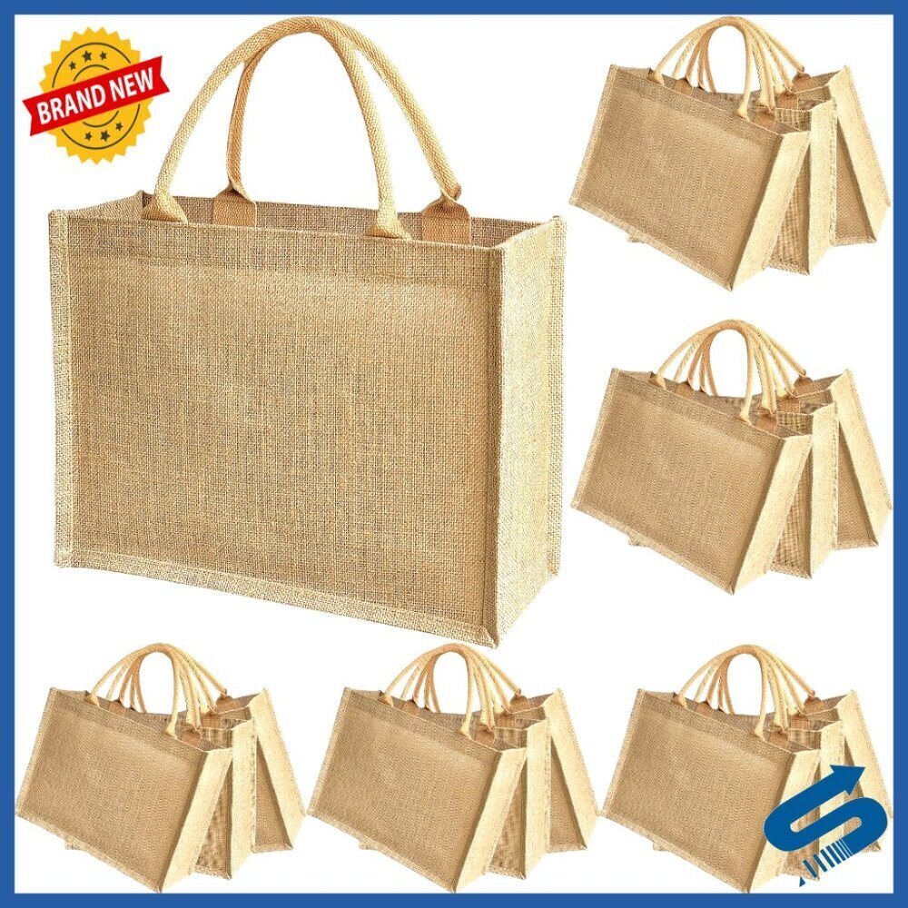 15 Pack Jute Tote Bags Reusable Eco-Friendly Handmade Multipurpose Storage